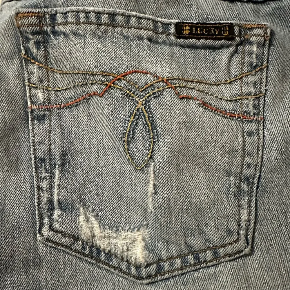 Lucky Brand Dungarees Lily May Crop Y2K Throw Back Capri Crop Jeans Sz 14 Sz 32